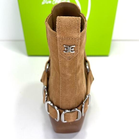Sam Edelman Bellamie Women Camel/Tan Western Ankle Boot Size 7 Suede Harness New - Picture 11 of 15